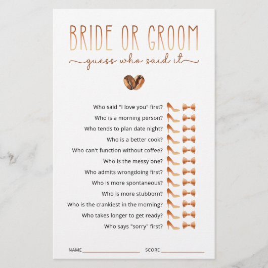 Bride or Groom Guess Who Said It Game (正面)