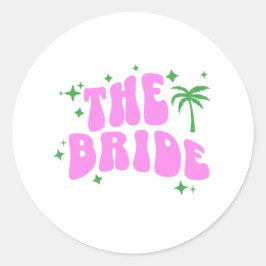 bride palm springs bachelorette party retro pink ラウンドシール