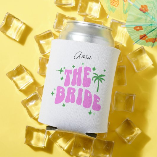 bride palm springs pink retro bachelorette party 缶クーラー (インサイチュ 夏)
