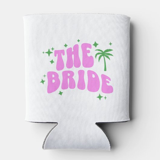 bride palm springs pink retro bachelorette party 缶クーラー (裏面)