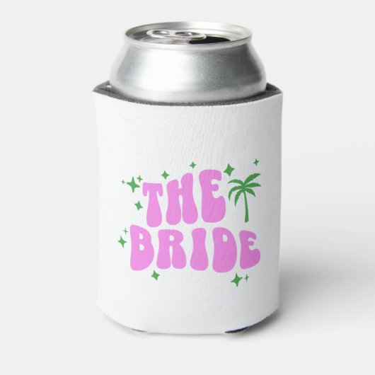 bride palm springs pink retro bachelorette party 缶クーラー (缶裏面)