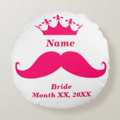 Bride Pink Mustache Round Throw Pillow ラウンドクッション (正面)