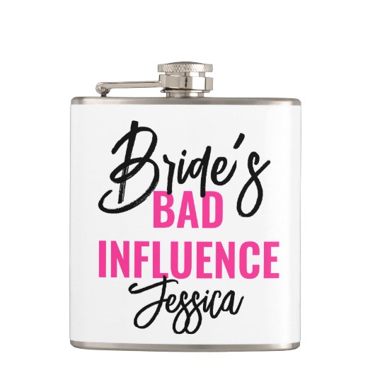 Bride’s Bad Influence Custom Bachelorette Party フラスク (正面)
