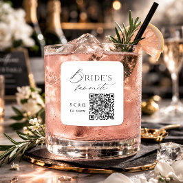 Bride’s Favorite QR Code Wedding Drink Sticker スクエアシール
