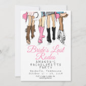 Bride’s Last Rodeo Bachelorette Party Cowboy Boots 招待状 (正面)