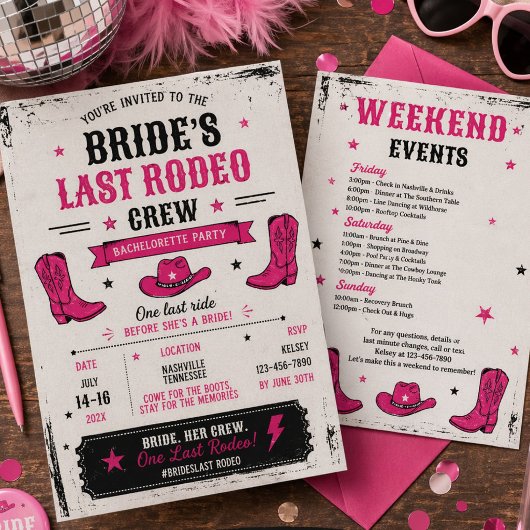 Bride’s Last Rodeo Nashville Bachelorette Party 招待状