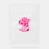 Bride’s Last Rodeo Personalized Bachelorette Party アクリルサイン (正面)