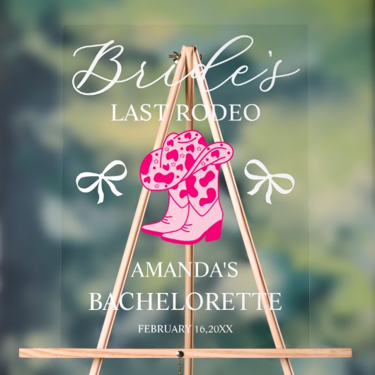 Bride’s Last Rodeo Personalized Bachelorette Party アクリルサイン (ニュートラル)