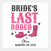 Bride’s Last Rodeo Western Bachelorette Favor スクエアシール (正面)