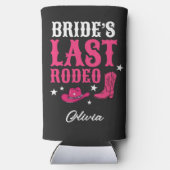 Bride’s Last Rodeo Western Bachelorette Party Pink スリム缶クーラー (裏面)