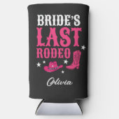 Bride’s Last Rodeo Western Bachelorette Party Pink スリム缶クーラー (正面)