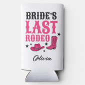Bride’s Last Rodeo Western Bachelorette Party Pink スリム缶クーラー (裏面)
