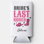 Bride’s Last Rodeo Western Bachelorette Party Pink スリム缶クーラー (正面)