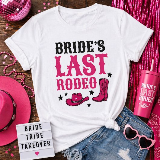Bride’s Last Rodeo Western Bachelorette Party Pink Tシャツ