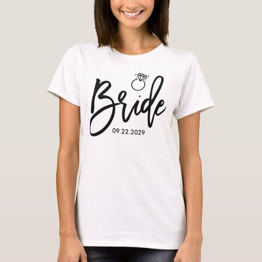 Bride Shirt For Bachelorette Party With Date Tシャツ (正面)