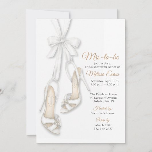 Bride Shoes & Bow Bridal Shower Invitation 招待状 (正面)