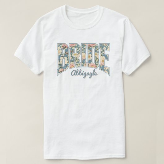 BRIDE Skyline Blue Retro Floral Tシャツ (デザイン正面)