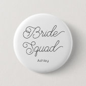 Bride Squad ブラック ホワイト ウェディング ボタン 缶バッジ (正面)