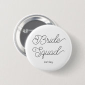 Bride Squad ブラック ホワイト ウェディング ボタン 缶バッジ (正面&裏面)