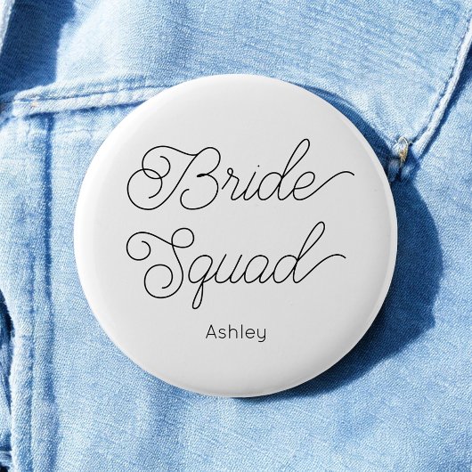 Bride Squad ブラック ホワイト ウェディング ボタン 缶バッジ