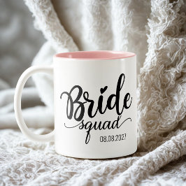 'Bride Squad' 現代ブラックスクリプトオーダーメイドウェディング ツートーンマグカップ