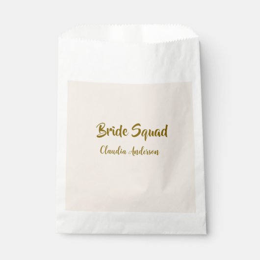 Bride squad bridesmaid name golden orange wedding  フェイバーバッグ (正面)