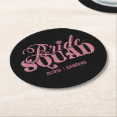 Bride Squad Bright Pink ラウンドペーパーコースター (アングル)
