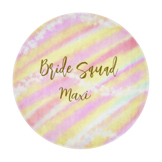 Bride squad golden pastel pink colorful glitter br カッティングボード (正面)