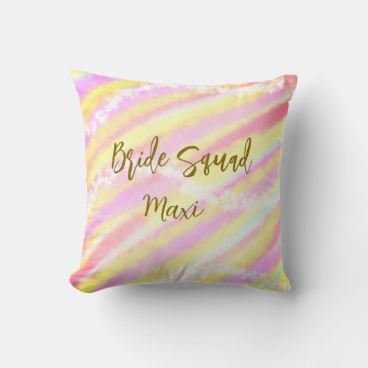 Bride squad golden pastel pink colorful glitter br クッション (正面)