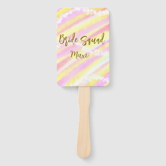 Bride squad golden pastel pink colorful glitter br ハンドファン (正面)