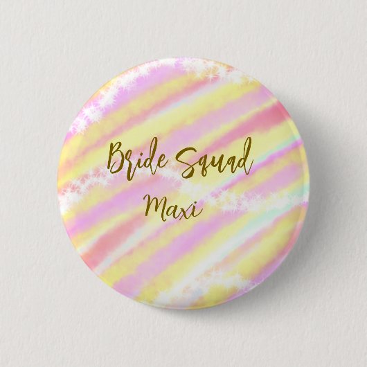 Bride squad golden pastel pink colorful glitter br 缶バッジ (正面)