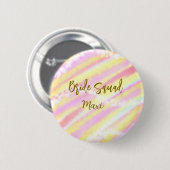 Bride squad golden pastel pink colorful glitter br 缶バッジ (正面&裏面)