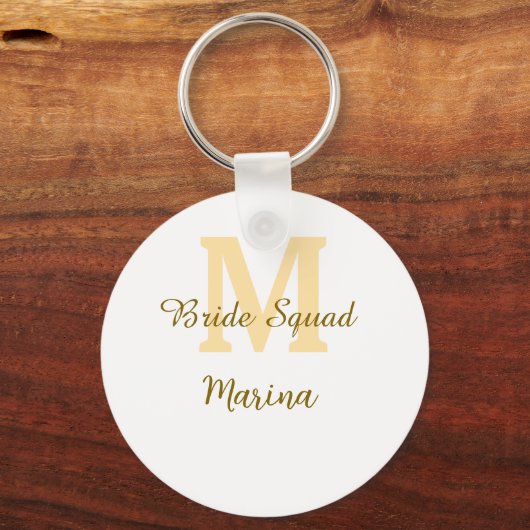 Bride squad monogram golden bridal shower simple  キーホルダー (正面)