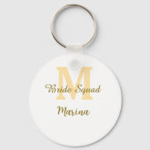 Bride squad monogram golden bridal shower simple  キーホルダー (裏面)
