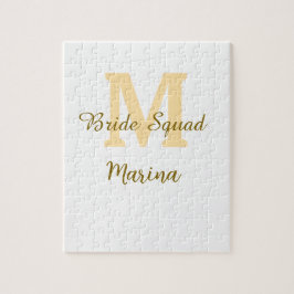 Bride squad monogram golden bridal shower simple  ジグソーパズル