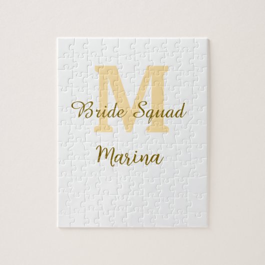 Bride squad monogram golden bridal shower simple  ジグソーパズル (縦)