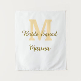 Bride squad monogram golden bridal shower simple  タペストリー