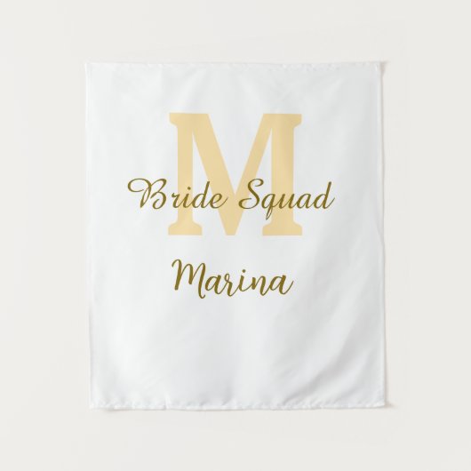 Bride squad monogram golden bridal shower simple  タペストリー (正面)
