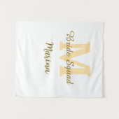 Bride squad monogram golden bridal shower simple  タペストリー (正面(横))