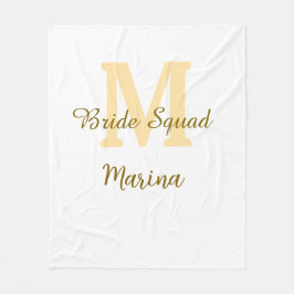 Bride squad monogram golden bridal shower simple  フリースブランケット