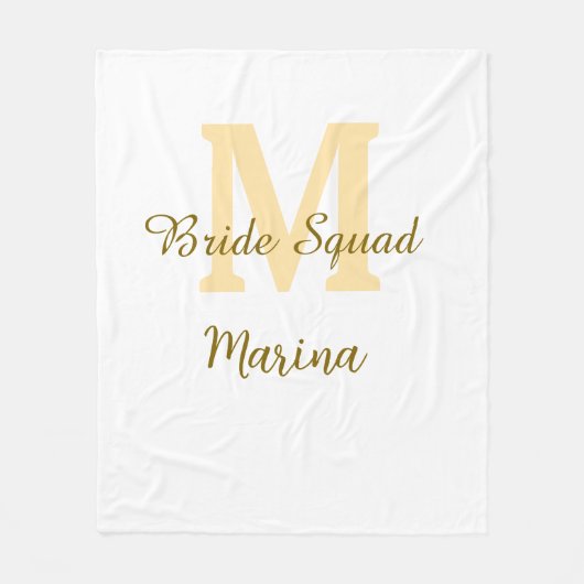 Bride squad monogram golden bridal shower simple  フリースブランケット (正面)