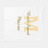 Bride squad monogram golden bridal shower simple  フリースブランケット (正面(横))