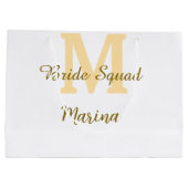 Bride squad monogram golden bridal shower simple  ラージペーパーバッグ (裏面)