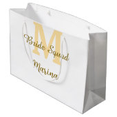 Bride squad monogram golden bridal shower simple  ラージペーパーバッグ (裏面アングル)