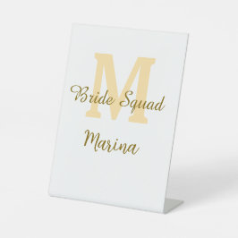 Bride squad monogram golden bridal shower simple  台座サイン