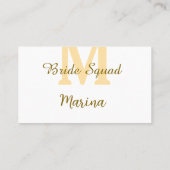 Bride squad monogram golden bridal shower simple  名刺 (裏面)