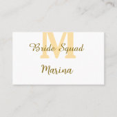 Bride squad monogram golden bridal shower simple  名刺 (正面)