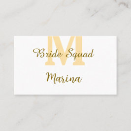Bride squad monogram golden bridal shower simple  名刺