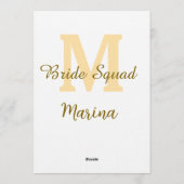 Bride squad monogram golden bridal shower simple  招待状 (裏面)