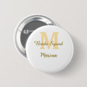 Bride squad monogram golden bridal shower simple  缶バッジ (正面&裏面)